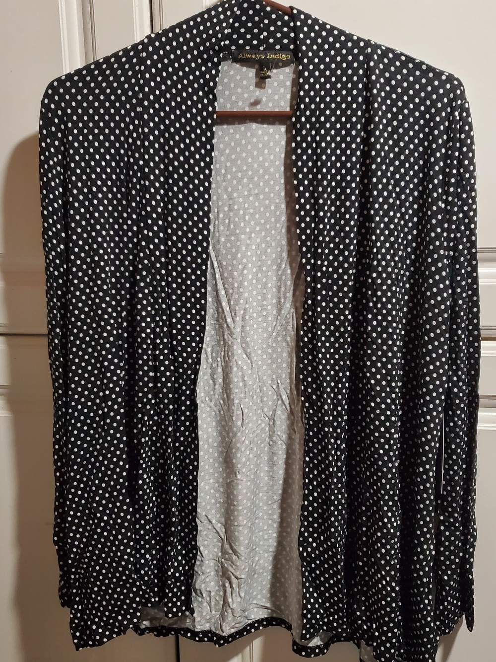 Black Polka Dot Open Cardigan Sweater